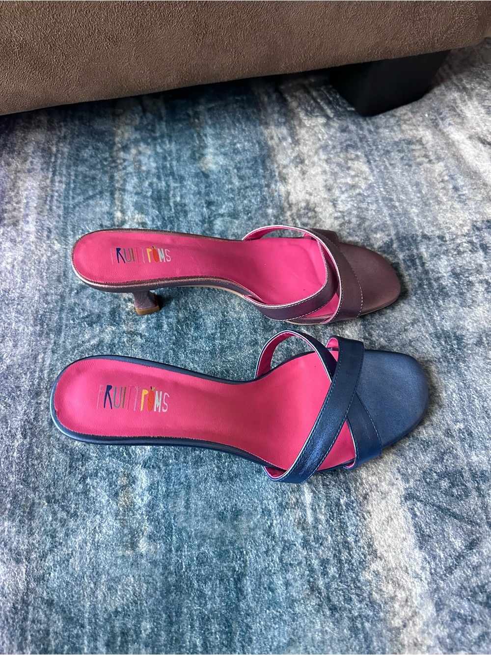 Women's Two-Tone Pink and Blue Slide Heels